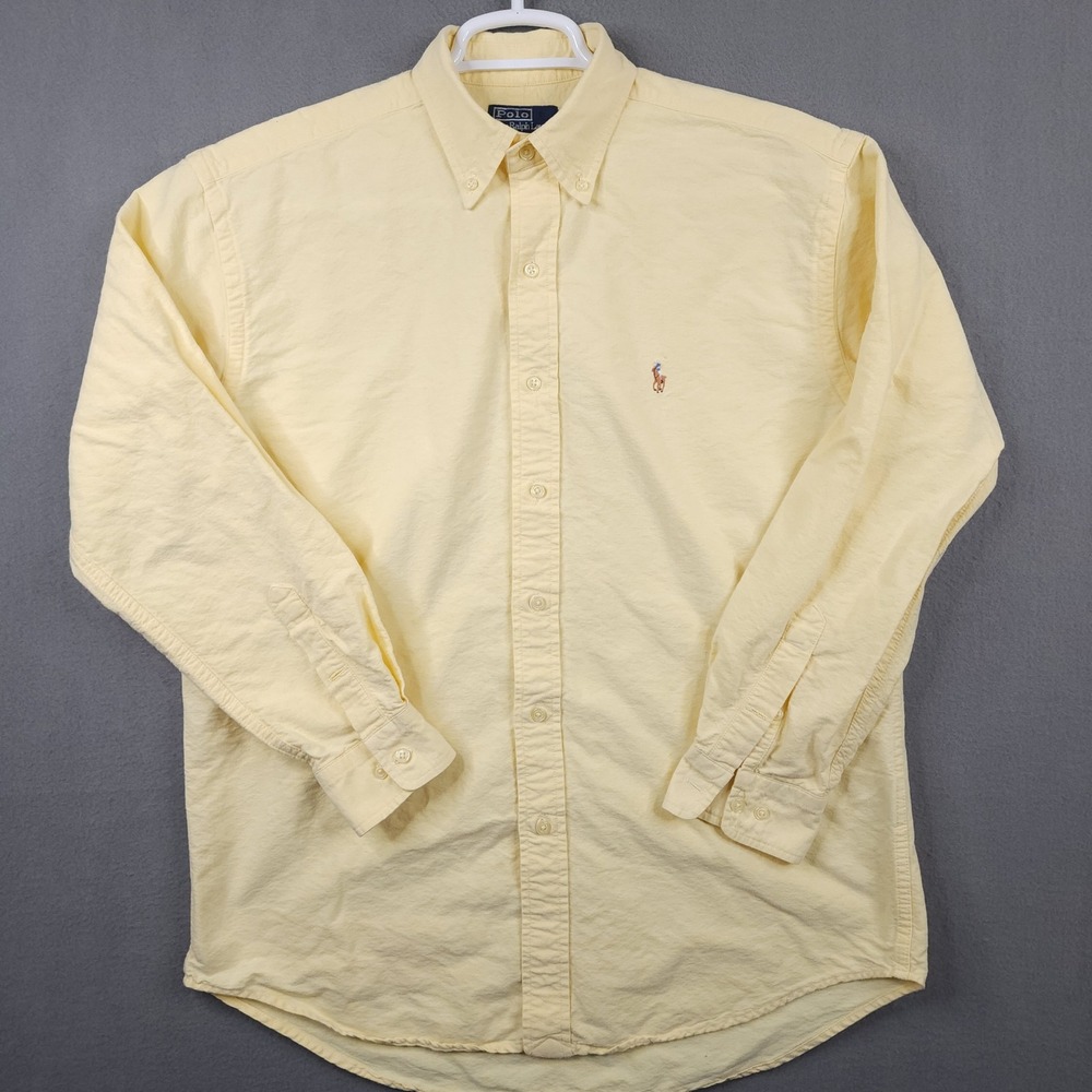 Polo Ralph Lauren Yarmouth Mens 15.5 Yellow Button Down Oxford Cotton Shirt Long